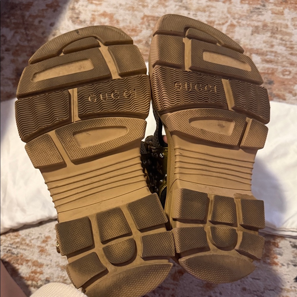 Gucci Gold Crystal Sandals - Picture 3 of 16